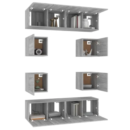 Ensemble de meubles TV 8 pcs Sonoma gris Bois d'ingénierie