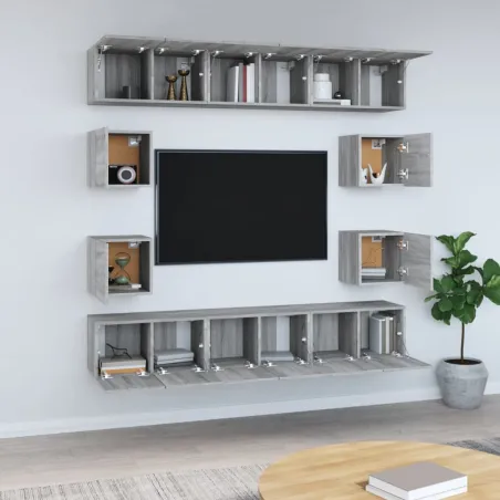 Ensemble de meubles TV 10 pcs Sonoma gris Bois d'ingénierie