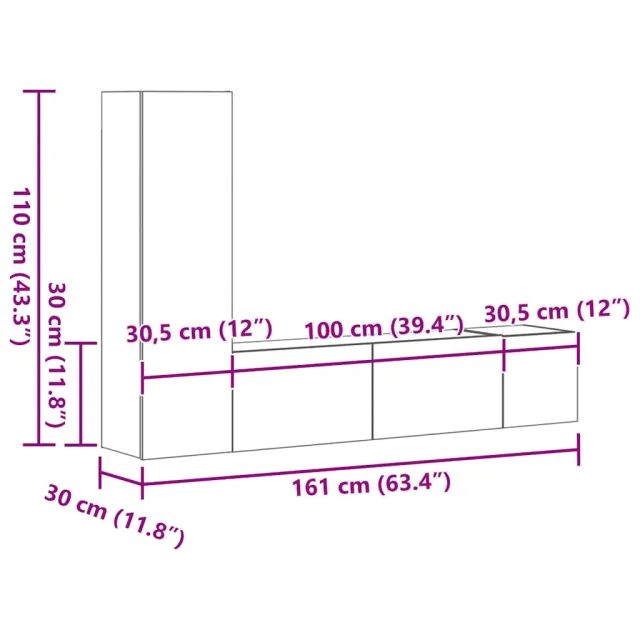 Ensemble de meubles TV 3 pcs Sonoma gris Bois d'ingénierie