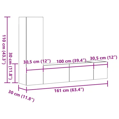 Ensemble de meubles TV 3 pcs Sonoma gris Bois d'ingénierie