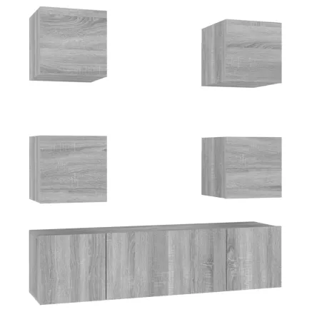 Ensemble de meubles TV 6 pcs Sonoma gris Bois d'ingénierie 2