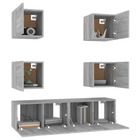 Ensemble de meubles TV 6 pcs Sonoma gris Bois d'ingénierie