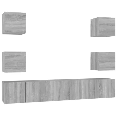 Ensemble de meubles TV 7 pcs Sonoma gris Bois d'ingénierie