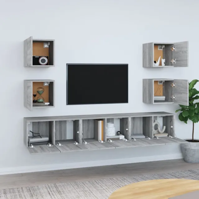 Ensemble de meubles TV 7 pcs Sonoma gris Bois d'ingénierie