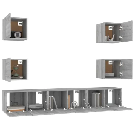 Ensemble de meubles TV 7 pcs Sonoma gris Bois d'ingénierie