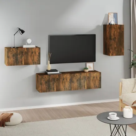 Ensemble de meubles TV 4 pcs Chêne fumé Bois d'ingénierie