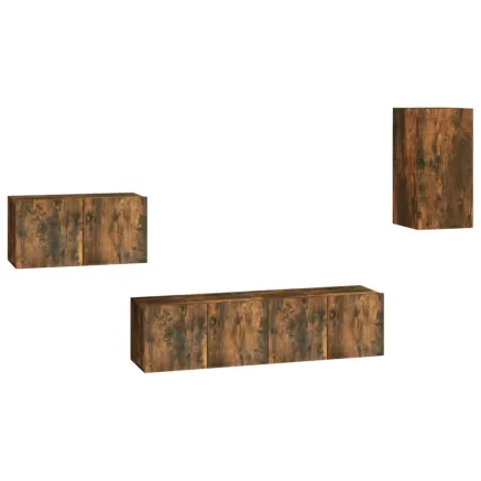 Ensemble de meubles TV 4 pcs Chêne fumé Bois d'ingénierie 2