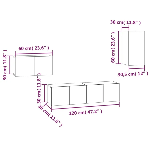 Ensemble de meubles TV 4 pcs Chêne fumé Bois d'ingénierie