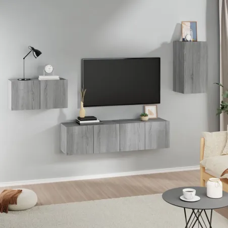 Ensemble de meubles TV 4 pcs Sonoma gris Bois d'ingénierie