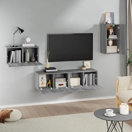 Ensemble de meubles TV 4 pcs Sonoma gris Bois d'ingénierie