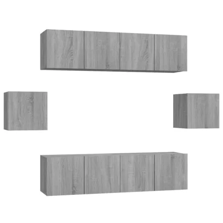 Ensemble de meubles TV 6 pcs Sonoma gris Bois d'ingénierie
