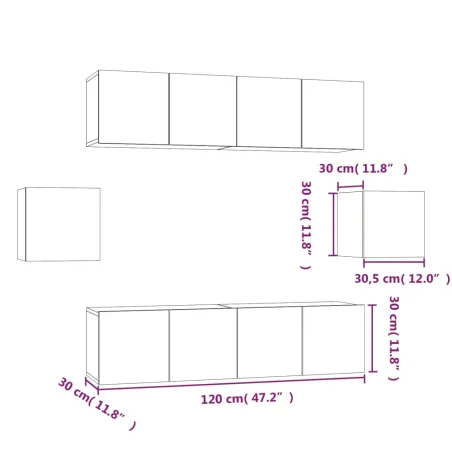 Ensemble de meubles TV 6 pcs Sonoma gris Bois d'ingénierie