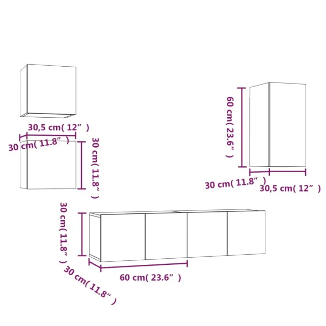Ensemble de meubles TV 5 pcs Sonoma gris Bois d'ingénierie