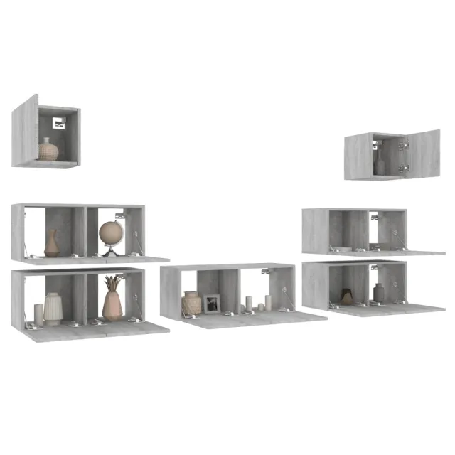 Ensemble de meubles TV 7 pcs Sonoma gris Bois d'ingénierie