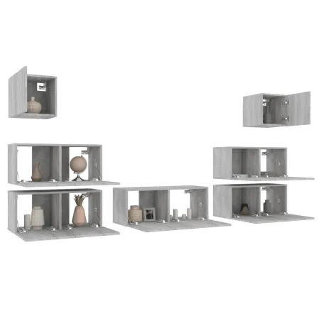 Ensemble de meubles TV 7 pcs Sonoma gris Bois d'ingénierie