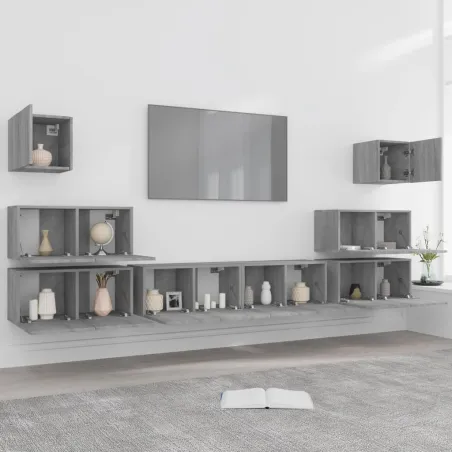 Ensemble de meubles TV 8 pcs Sonoma gris Bois d'ingénierie