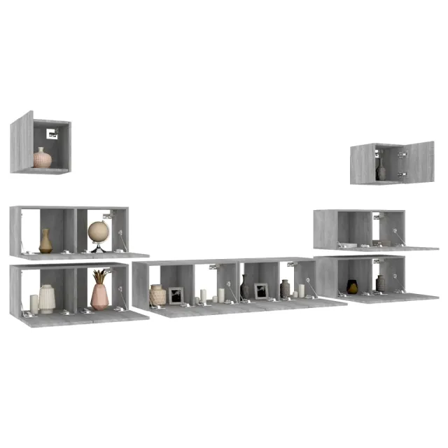 Ensemble de meubles TV 8 pcs Sonoma gris Bois d'ingénierie