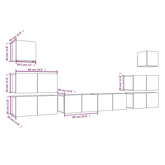 Ensemble de meubles TV 8 pcs Sonoma gris Bois d'ingénierie