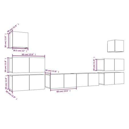 Ensemble de meubles TV 8 pcs Sonoma gris Bois d'ingénierie