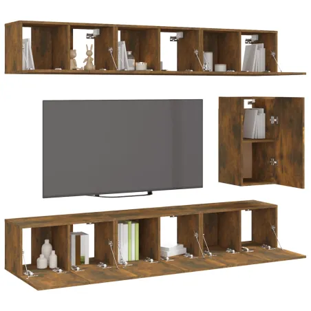 Ensemble de meubles TV 7 pcs Chêne fumé Bois d'ingénierie