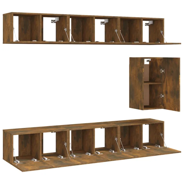 Ensemble de meubles TV 7 pcs Chêne fumé Bois d'ingénierie
