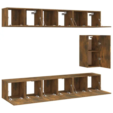 Ensemble de meubles TV 7 pcs Chêne fumé Bois d'ingénierie