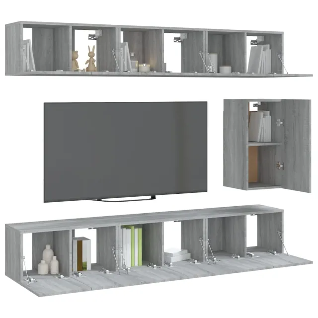 Ensemble de meubles TV 7 pcs Sonoma gris Bois d'ingénierie