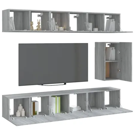 Ensemble de meubles TV 7 pcs Sonoma gris Bois d'ingénierie