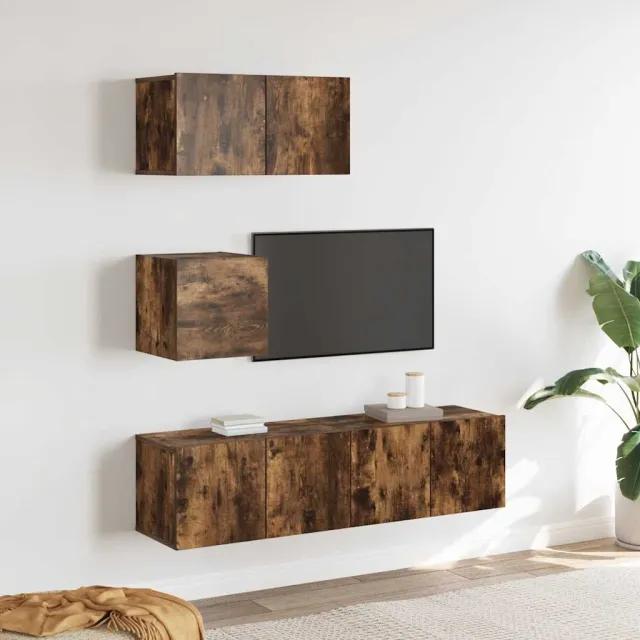 Ensemble de meubles TV 4 pcs Chêne fumé Bois d'ingénierie