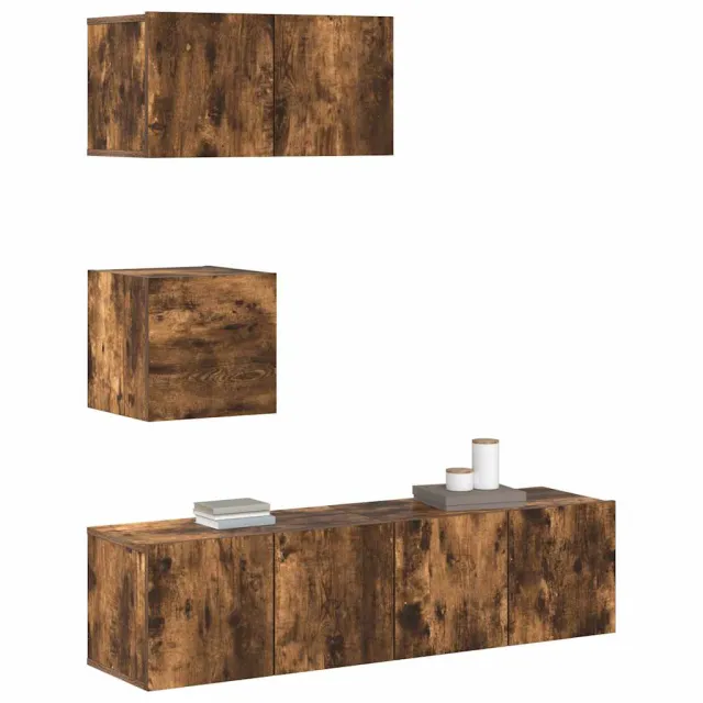Ensemble de meubles TV 4 pcs Chêne fumé Bois d'ingénierie