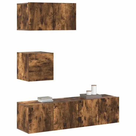 Ensemble de meubles TV 4 pcs Chêne fumé Bois d'ingénierie