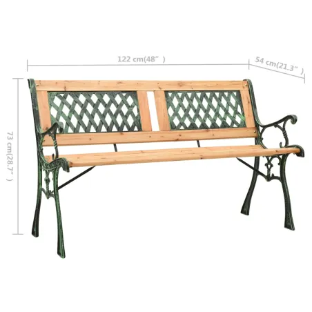 Banc de jardin 122 cm fonte et bois de sapin massif