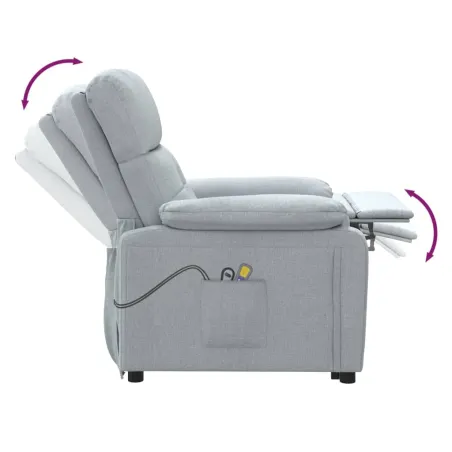 Fauteuil de massage inclinable Gris clair Tissu