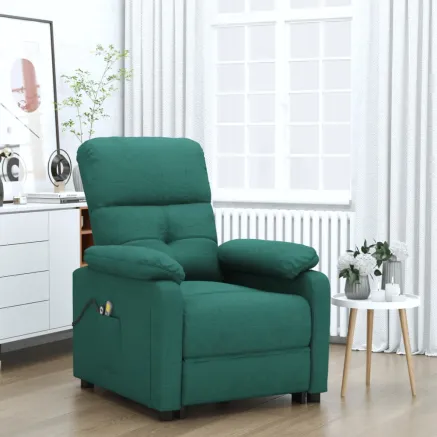 Fauteuil de massage Vert foncé Tissu