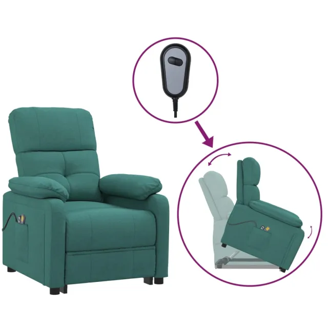 Fauteuil de massage Vert foncé Tissu