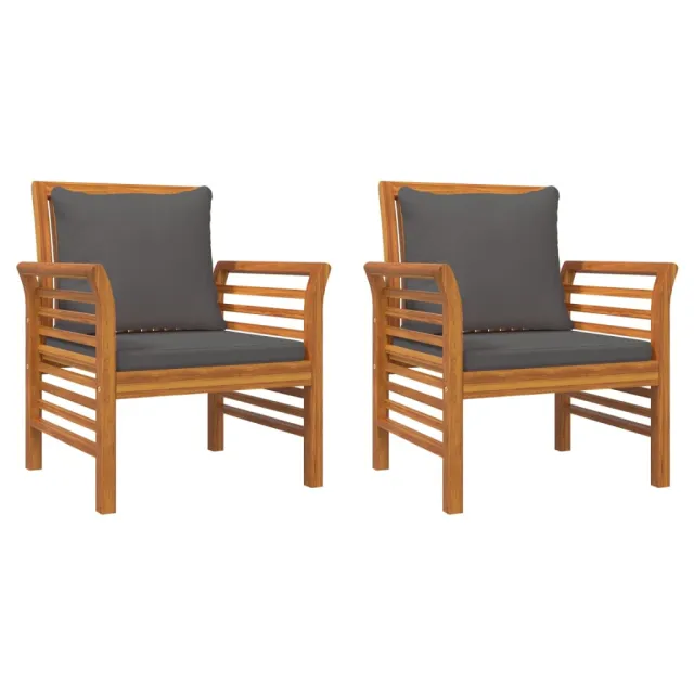 Salon de jardin 3 pcs avec coussins bois massif d'acacia