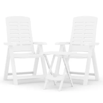 Ensemble à manger de jardin 3 pcs Blanc Polypropylène 2
