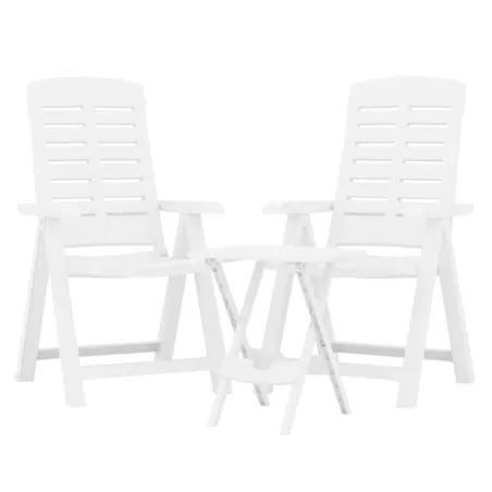 Ensemble à manger de jardin 3 pcs Blanc Polypropylène