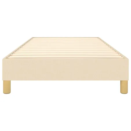 Cadre de lit à ressorts crème 100x200 cm tissu