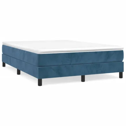 Cadre de lit à ressorts bleu foncé 140x190 cm velours 2
