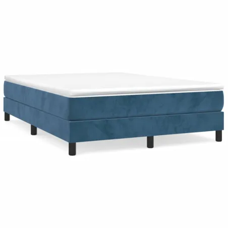 Cadre de lit à ressorts bleu foncé 140x190 cm velours