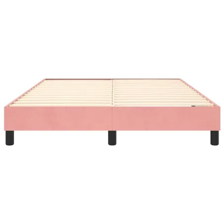 Cadre de lit à ressorts rose 140x190 cm velours