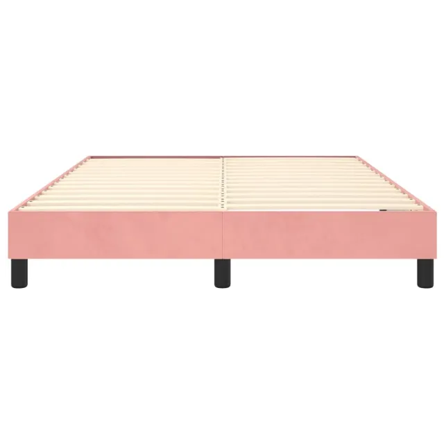 Cadre de lit à ressorts rose 140x200 cm velours