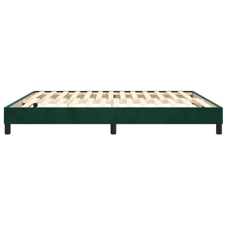 Cadre de lit à ressorts vert foncé 160x200 cm velours