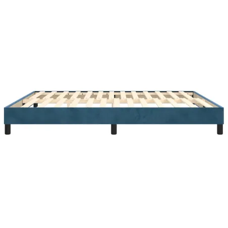 Cadre de lit à ressorts bleu foncé 180x200 cm velours