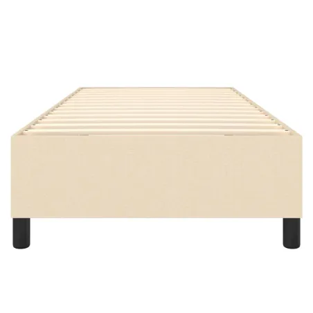 Cadre de lit à ressorts crème 80x200 cm tissu