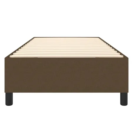 Cadre de lit à ressorts marron foncé 90x200 cm tissu
