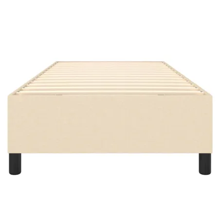Cadre de lit à ressorts crème 90x200 cm tissu