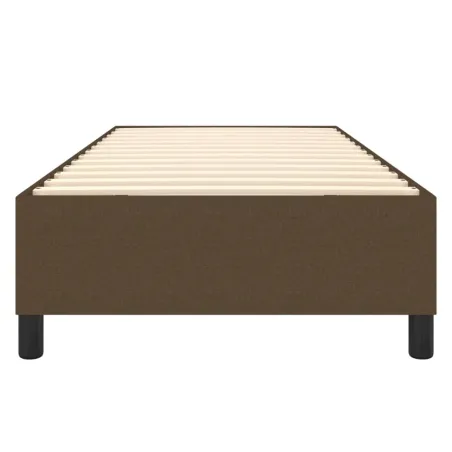 Cadre de lit à ressorts marron foncé 100x200 cm tissu