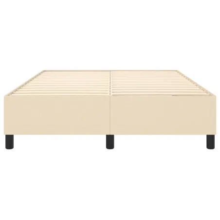 Cadre de lit à ressorts crème 140x190 cm tissu
